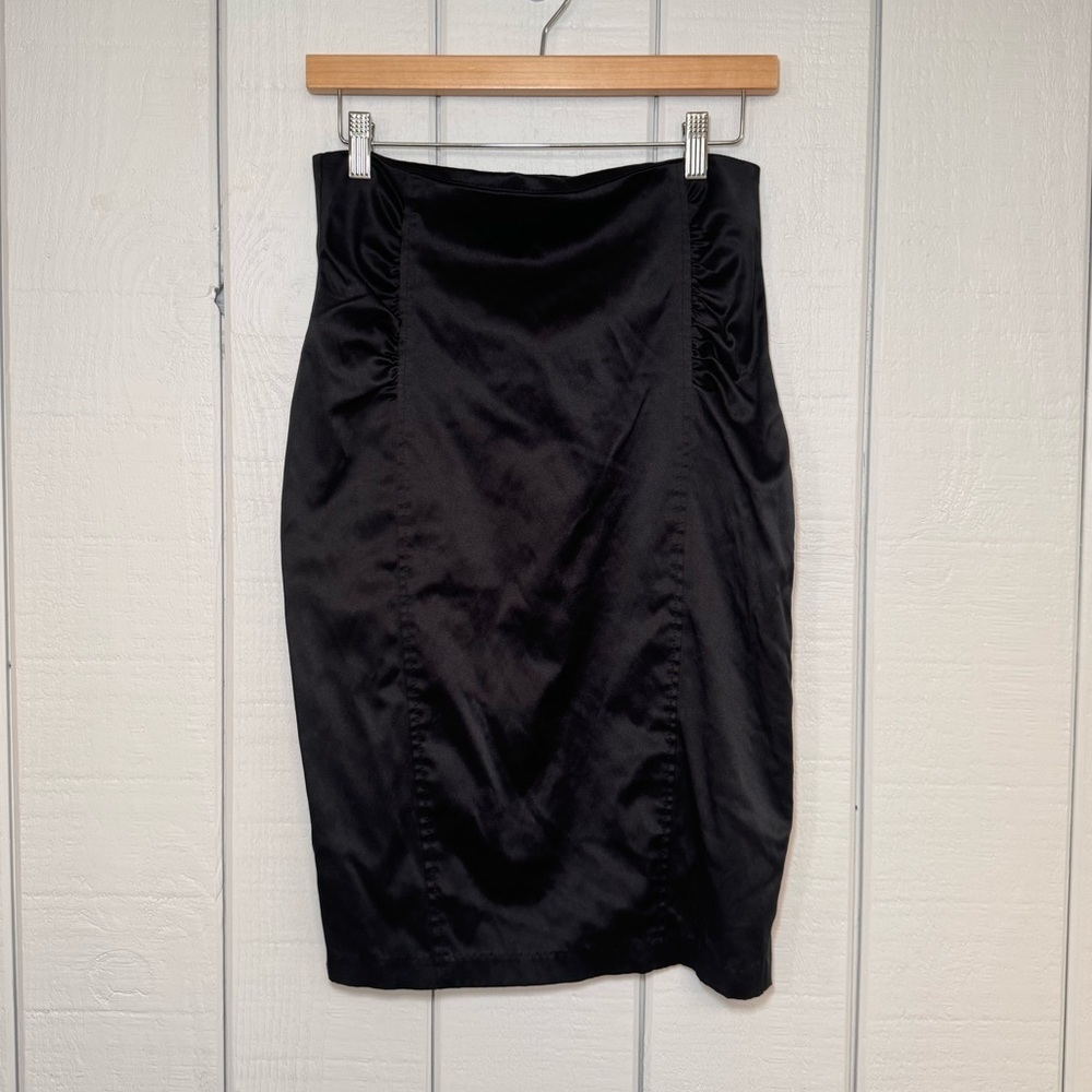 Satin Rouched Midi Pencil Skirt by Have